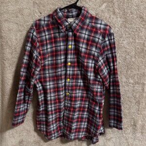 Women’s Eleven Stitch Design Flannel Button-Down Shirt, Size L